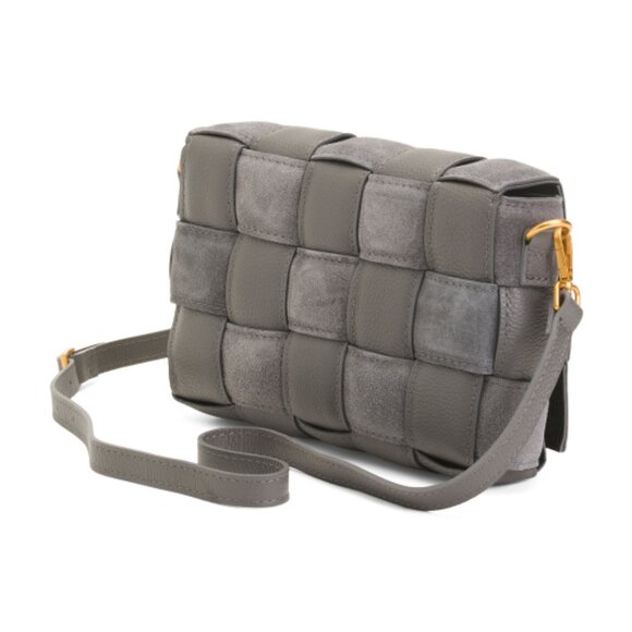 VIOLA CASTELLANI Cenere Suede Padded Woven Crossbody Made In Italy - Picture 8 of 8